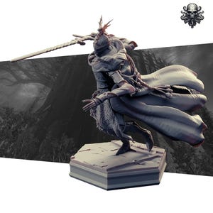 Charging Fire Knight Miniature inspired by Elden Ring 3D Printed Mini RealSteOne Dungeons and Dragons Pathfinder D&D