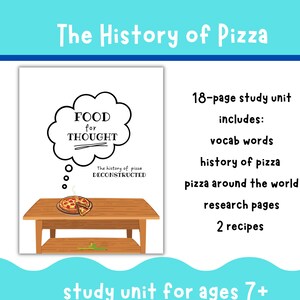 Homeschool Curriculum Printable Study Unit Food Science History Baking Learning PDF Pizza Funschooling Elementary Middleschool