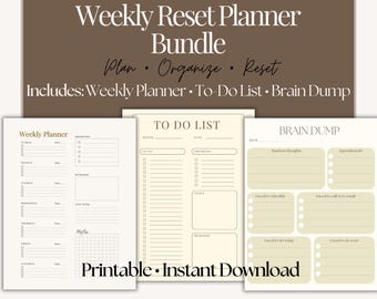 Weekly Reset Planner Bundle – Minimal Printable Set