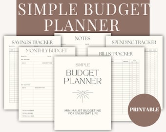 Einfacher Haushaltsplaner für berufstätige Mütter | Minimalistischer monatlicher Budget Tracker | Einfacher Geldplaner