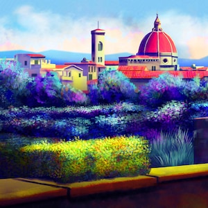 The View Of Florence, Italy Painting Matte Print 11&quot; X 17&quot;