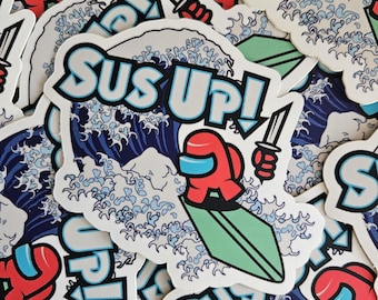 Among Us Sus Up Vinyl Sticker 2.9" x 2.5"