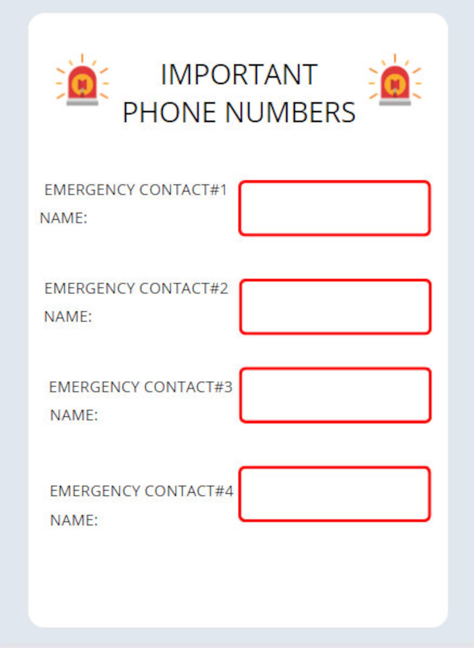 Essential Emergency Contact Sheet for Kids | Safety Guide for Parents ...