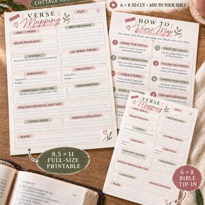 Bible Verse Mapping Worksheet, Scripture Study Guide, Cottage Colorway (Digital Download)