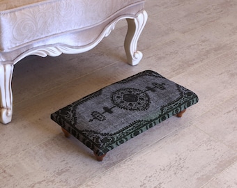 Puf, puf étnico, puf de suelo, taburete pequeño, reposapiés, taburete minimalista, taburete de tocador