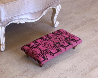 otomana moderna, taburete de tocador, reposapiés de mediados de siglo, reposapiés capitoné, reposapiés de tocador, reposapiés vintage, reposapiés