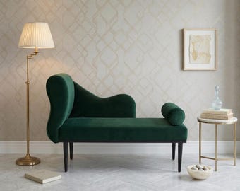 Velvet Entryway Bench with Armrest, Modern Upholstered Bench Seat, Bedroom Ottoman Bench, Cozy Accent Lounge Furniture