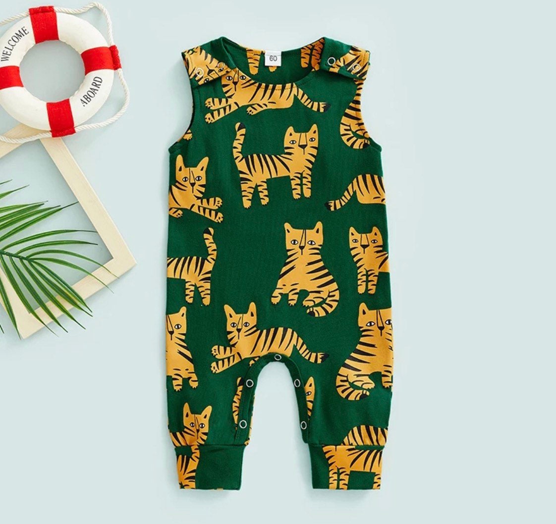 Tiger Unisex Baby Clothing Baby Overall Romper Safari Jungle Etsy UK