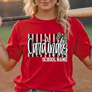 Custom Mascot Shirt Custom School Shirt City Mascot Shirt Custom School Tees Elementary Teacher Shirt High School Teacher Leopard Bow Shirt