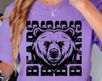 Camiseta de los Bears, camiseta con el logo del oso, camiseta personalizada con la mascota, camiseta con espíritu escolar, camiseta del día del juego, camiseta de la escuela secundaria, camiseta del equipo deportivo, camiseta escolar personalizada