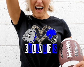 Bulldogs Football T-shirt, Bulldogs T-shirts, School Spirit T-shirt, School Tshirt, Sports Tshirt, Football Shirt, Back to School