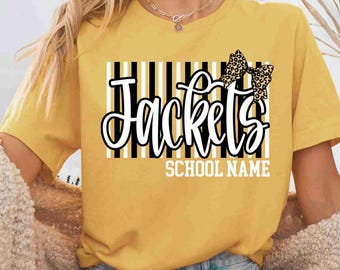 Camiseta con mascota personalizada Camiseta escolar personalizada Camiseta con mascota de la ciudad Camisetas escolares personalizadas Camiseta para profesor de primaria Camiseta para profesor de secundaria Camiseta con lazo de leopardo