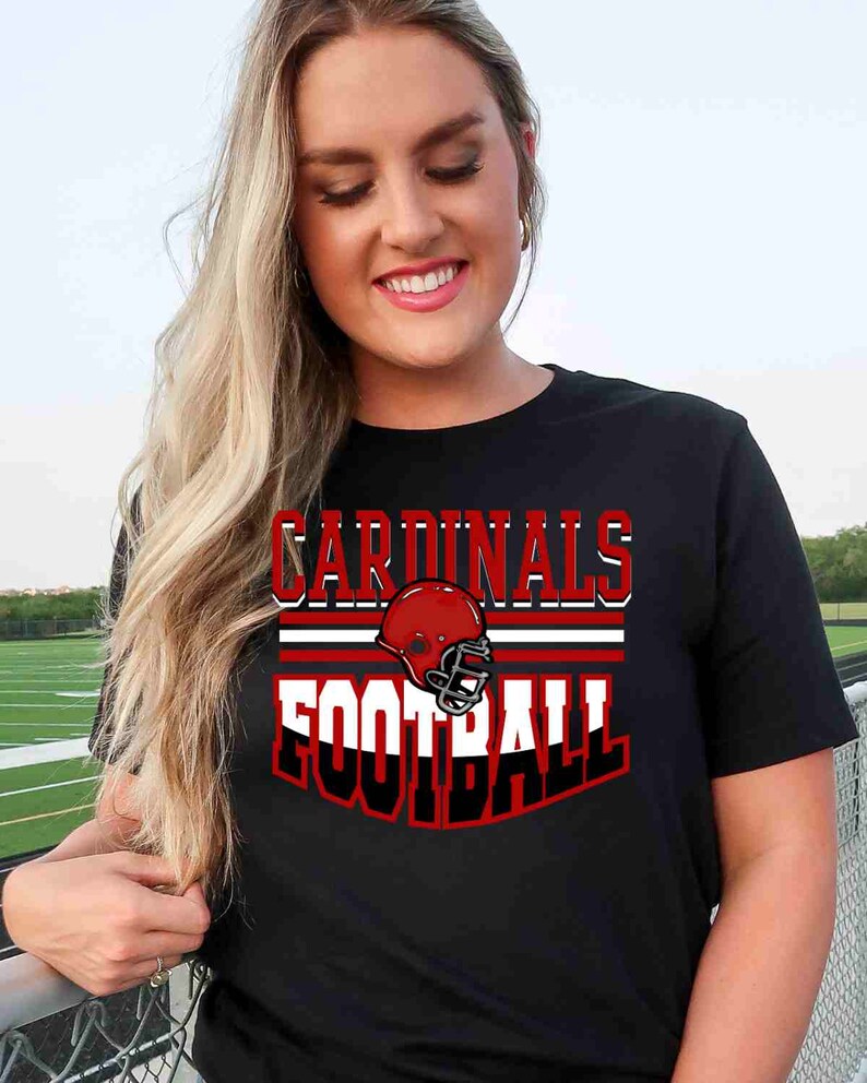 Cardinal Football Shirt, Football Graphic Tee, Cardinals Shirt, Custom Football Shirt, Custom Mascot Shirt, Football Mom Shirt, Game Day Tee