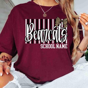 Custom Mascot Shirt Custom School Shirt City Mascot Shirt Custom School Tees Elementary Teacher Shirt High School Teacher Leopard Bow Shirt