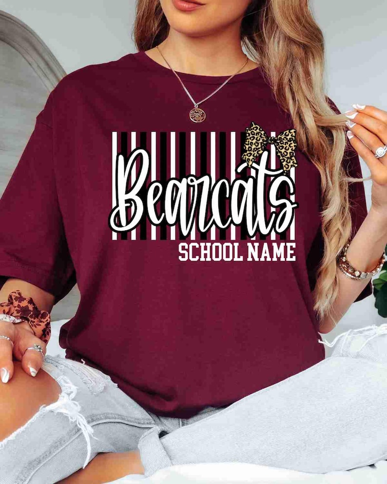 Custom Mascot Shirt Custom School Shirt City Mascot Shirt Custom School Tees Elementary Teacher Shirt High School Teacher Leopard Bow Shirt