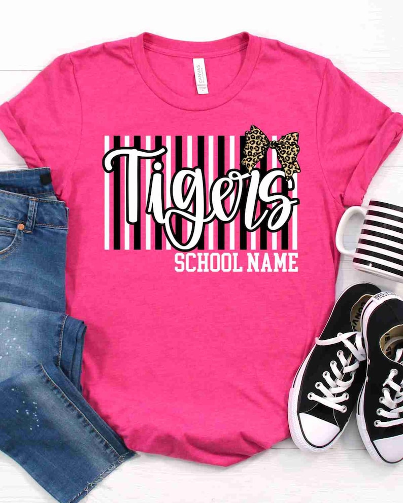 Custom Mascot Shirt Custom School Shirt City Mascot Shirt Custom School Tees Elementary Teacher Shirt High School Teacher Leopard Bow Shirt