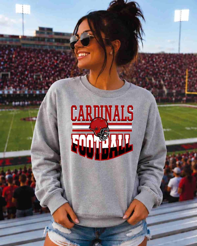 Cardinal Football Shirt, Football Graphic Tee, Cardinals Shirt, Custom Football Shirt, Custom Mascot Shirt, Football Mom Shirt, Game Day Tee