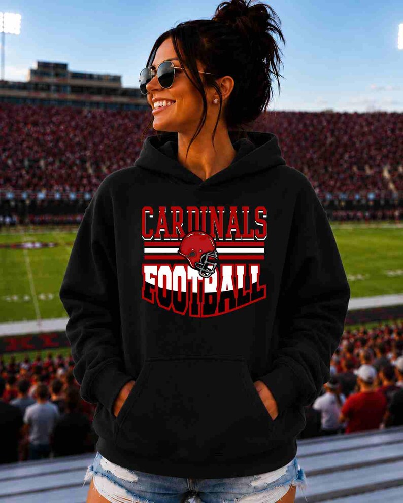 Cardinal Football Shirt, Football Graphic Tee, Cardinals Shirt, Custom Football Shirt, Custom Mascot Shirt, Football Mom Shirt, Game Day Tee