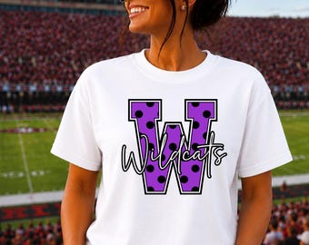 Wildcats Shirt School Spirit Shirt Wildcats Sweatshirt Polka Dot Wildcat Tshirt Football Shirt Sports Mom Shirt Wildcats Hoodie