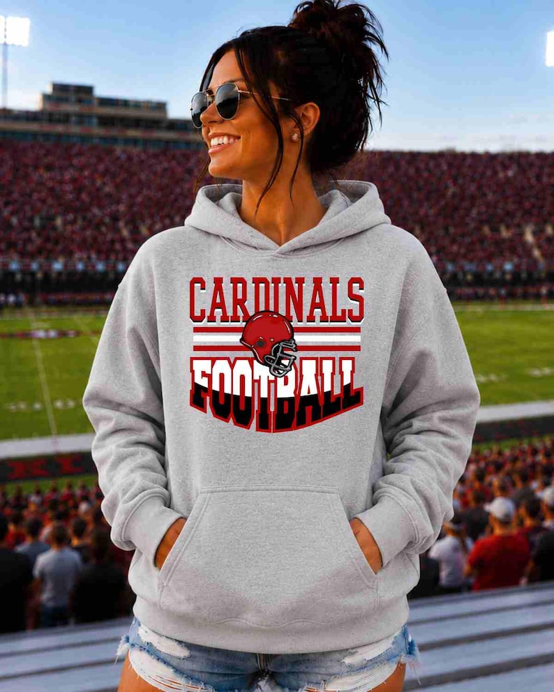 Cardinal Football Shirt, Football Graphic Tee, Cardinals Shirt, Custom Football Shirt, Custom Mascot Shirt, Football Mom Shirt, Game Day Tee