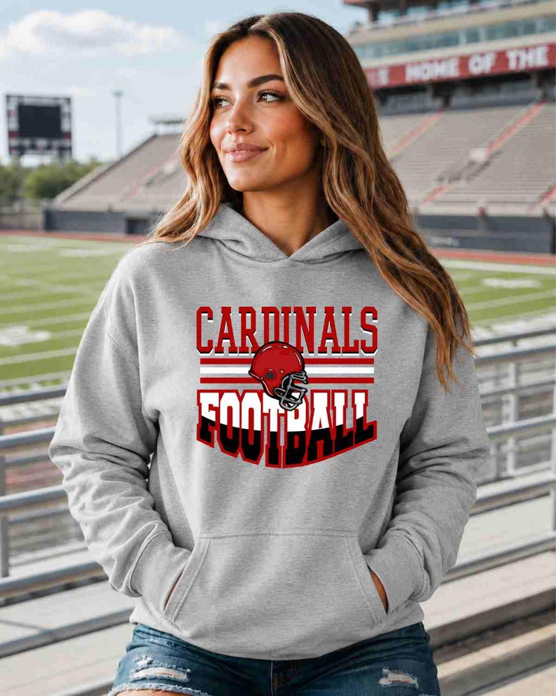 Cardinal Football Shirt, Football Graphic Tee, Cardinals Shirt, Custom Football Shirt, Custom Mascot Shirt, Football Mom Shirt, Game Day Tee