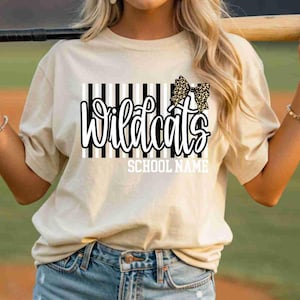 Custom Mascot Shirt Custom School Shirt City Mascot Shirt Custom School Tees Elementary Teacher Shirt High School Teacher Leopard Bow Shirt