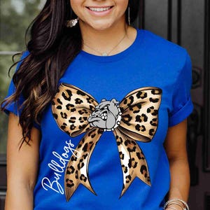 Bulldogs Shirt Custom Mascot Shirt Leopard Print Bow Shirt School Spirit Shirt Football Sports Shirt Game Day Hoodie Bulldogs Sweatshirt