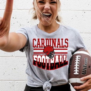 Cardinal Football Shirt, Football Graphic Tee, Cardinals Shirt, Custom Football Shirt, Custom Mascot Shirt, Football Mom Shirt, Game Day Tee
