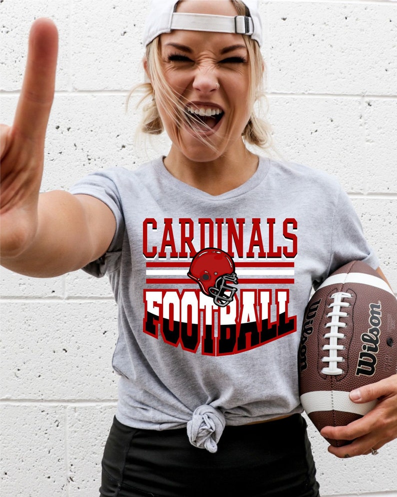 Cardinal Football Shirt, Football Graphic Tee, Cardinals Shirt, Custom Football Shirt, Custom Mascot Shirt, Football Mom Shirt, Game Day Tee