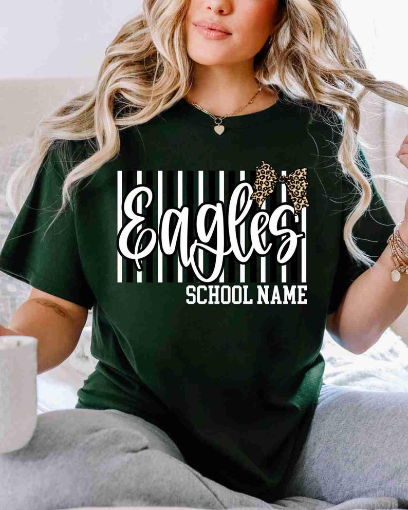 Custom Mascot Shirt Custom School Shirt City Mascot Shirt Custom School Tees Elementary Teacher Shirt High School Teacher Leopard Bow Shirt