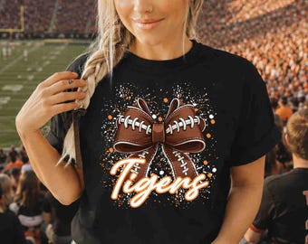 Tigers Football Shirt, Tigers Shirt, Football Mom Shirt, Tigers Football Sweatshirt, Game Day Shirt, Football Bow Shirt, Football Team Shirt