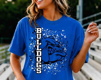 Camiseta de los Bulldogs, Camiseta con la mascota de los Bulldogs, Camiseta escolar personalizada, Camiseta con el espíritu escolar, Camiseta para mamás deportistas, Camiseta para el día del partido, Camiseta juvenil escolar con la mascota