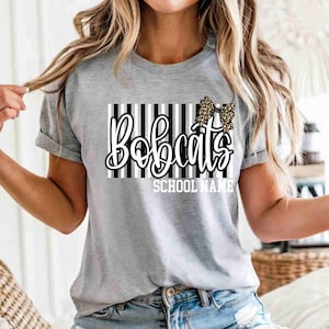 Custom Mascot Shirt Custom School Shirt City Mascot Shirt Custom School Tees Elementary Teacher Shirt High School Teacher Leopard Bow Shirt