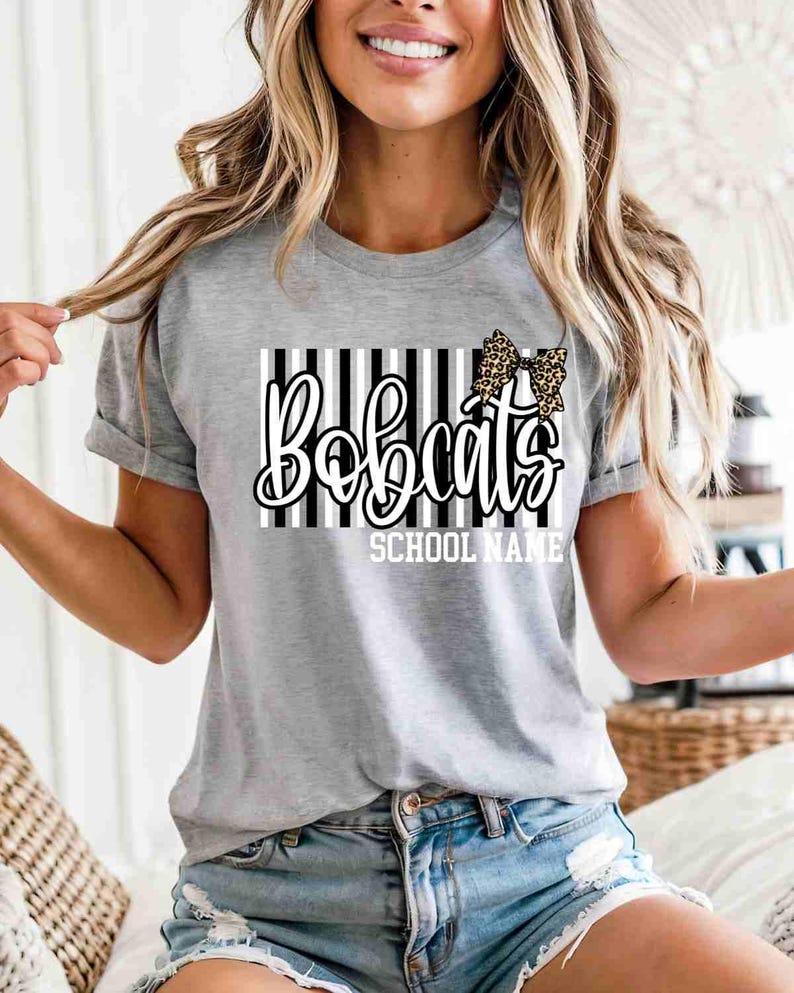 Custom Mascot Shirt Custom School Shirt City Mascot Shirt Custom School Tees Elementary Teacher Shirt High School Teacher Leopard Bow Shirt