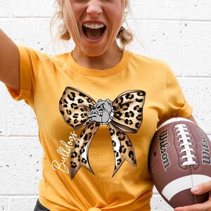 Bulldogs Shirt Custom Mascot Shirt Leopard Print Bow Shirt School Spirit Shirt Football Sports Shirt Game Day Hoodie Bulldogs Sweatshirt