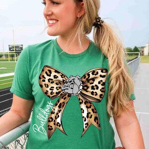 Bulldogs Shirt Custom Mascot Shirt Leopard Print Bow Shirt School Spirit Shirt Football Sports Shirt Game Day Hoodie Bulldogs Sweatshirt