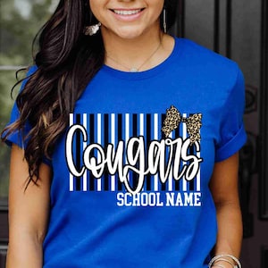 Custom Mascot Shirt Custom School Shirt City Mascot Shirt Custom School Tees Elementary Teacher Shirt High School Teacher Leopard Bow Shirt