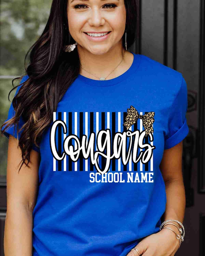 Custom Mascot Shirt Custom School Shirt City Mascot Shirt Custom School Tees Elementary Teacher Shirt High School Teacher Leopard Bow Shirt