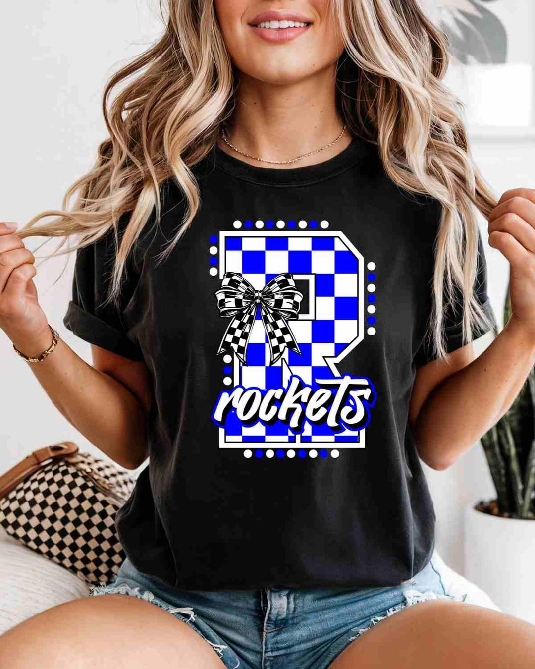 Chinese Rockets Shirt Rockets Shirt Custom School Shirt Custom Mascot Shirt Checkered Print ...