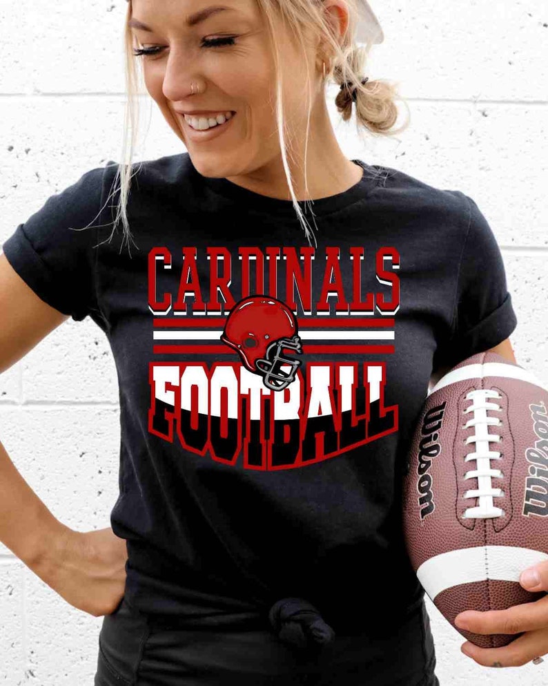 Cardinal Football Shirt, Football Graphic Tee, Cardinals Shirt, Custom Football Shirt, Custom Mascot Shirt, Football Mom Shirt, Game Day Tee