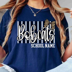 Custom Mascot Shirt Custom School Shirt City Mascot Shirt Custom School Tees Elementary Teacher Shirt High School Teacher Leopard Bow Shirt