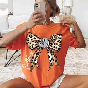 Bulldogs Shirt Custom Mascot Shirt Leopard Print Bow Shirt School Spirit Shirt Football Sports Shirt Game Day Hoodie Bulldogs Sweatshirt