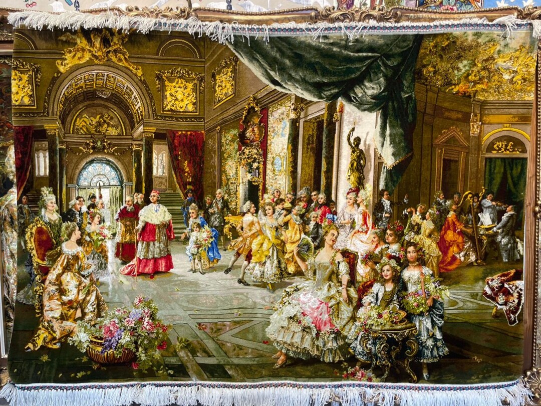 Vintage Italy Tapestry, Renaissance Rug, Handmade Silk Rug, Masterpiece ...