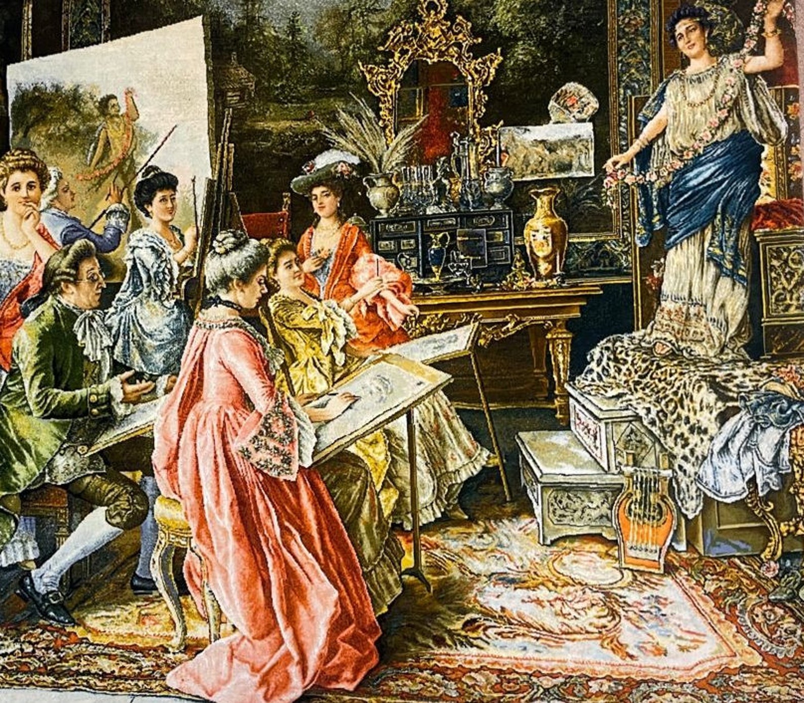 Vintage Italy Tapestry, Renaissance Rug, Handmade Silk Rug, Masterpiece ...