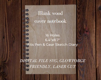 ARCHIVO DIGITAL Cubierta de cuaderno en blanco para lápiz y engranaje 16 agujeros Cuaderno de boceto SVG