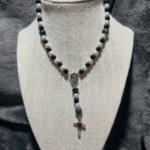 mini Black and white rosary