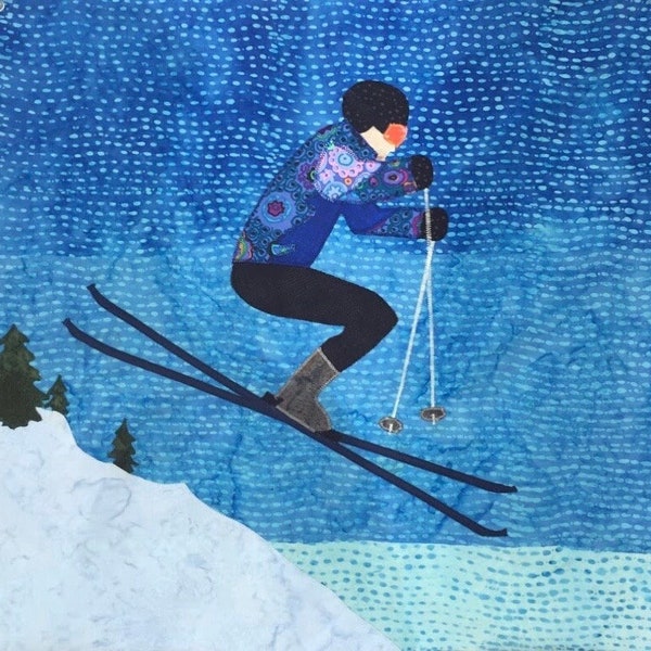 Downhill Skiing Raw Edge Applique Pattern - Hard Copy