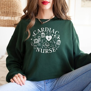 Gift for Cardiac Nurse, Cardiac Nurse Sweatshirt, Cardiac Nurse, Cardiac, Nurse Crewneck, Nurse Gift, Nursing Student Gift, Heart Nurse