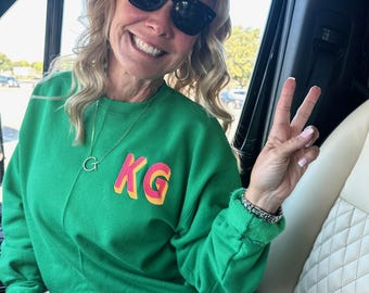 Initial Shadow Block Embroidered Monogram Sweatshirt