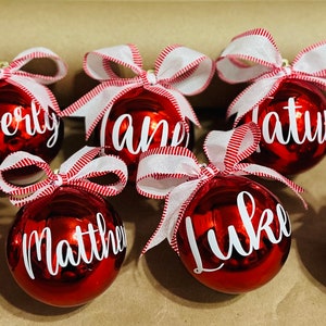 Personalized with  Name On White Shatter Proof Christmas Tree Ornaments